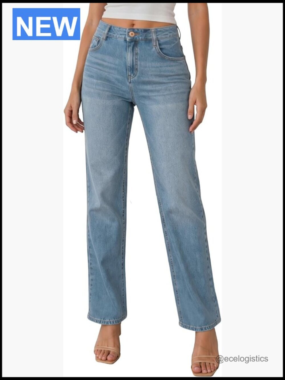 Women's Straight Leg Stretchy Flex Denim Jeans Mid Rise Casual Pants